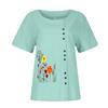 Women's Fashion Loose Cotton And Linen Short Sleeve Printed Temperament Crewneck Top