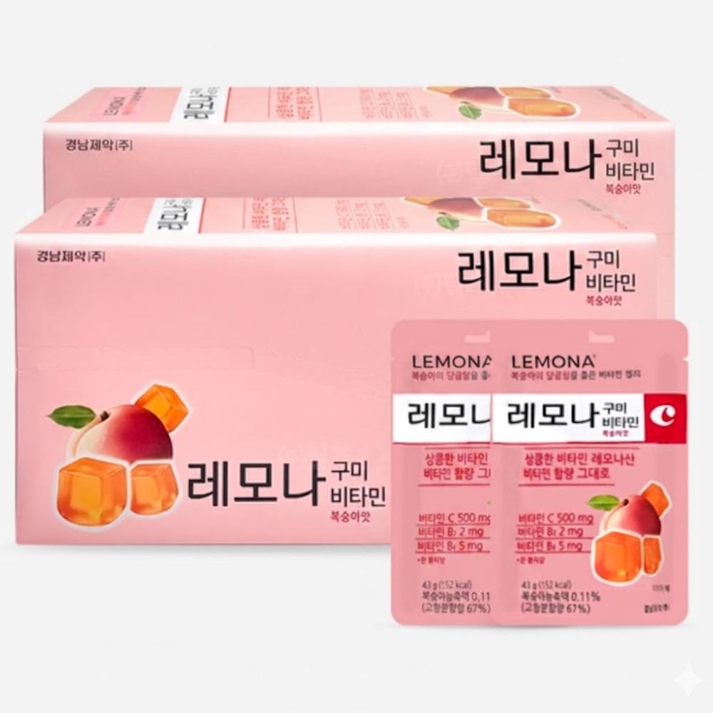 Kyungnam Pharmaceutical Lemona Gummy Peach Flavor 43g 20 Pcs