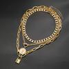 3Pcs/Set Vintage Coin Lock Pendant Necklace For Women Men Elegant Gold Silver Color Unisex Necklace Sets Fashion Hip Hop Jewelry