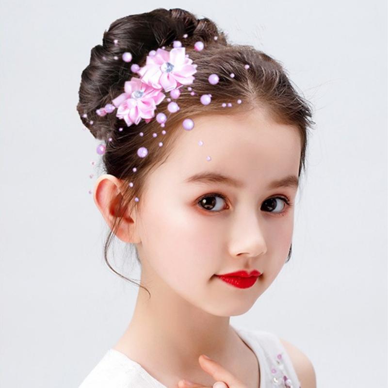 2Pc Korean Headdress Bridal Head Flower Small Wrinkle Chrysanthemum Rose Flower Handmade Jewelry Wedding Dress Disc Hair Dancing Hairpin