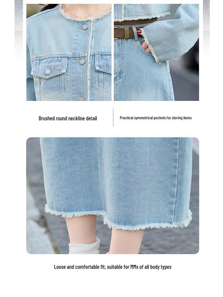 Retro Denim Jacket & Long Dress Two-Piece Set - Spring/Autumn 2025 Women's Fashion Y2502