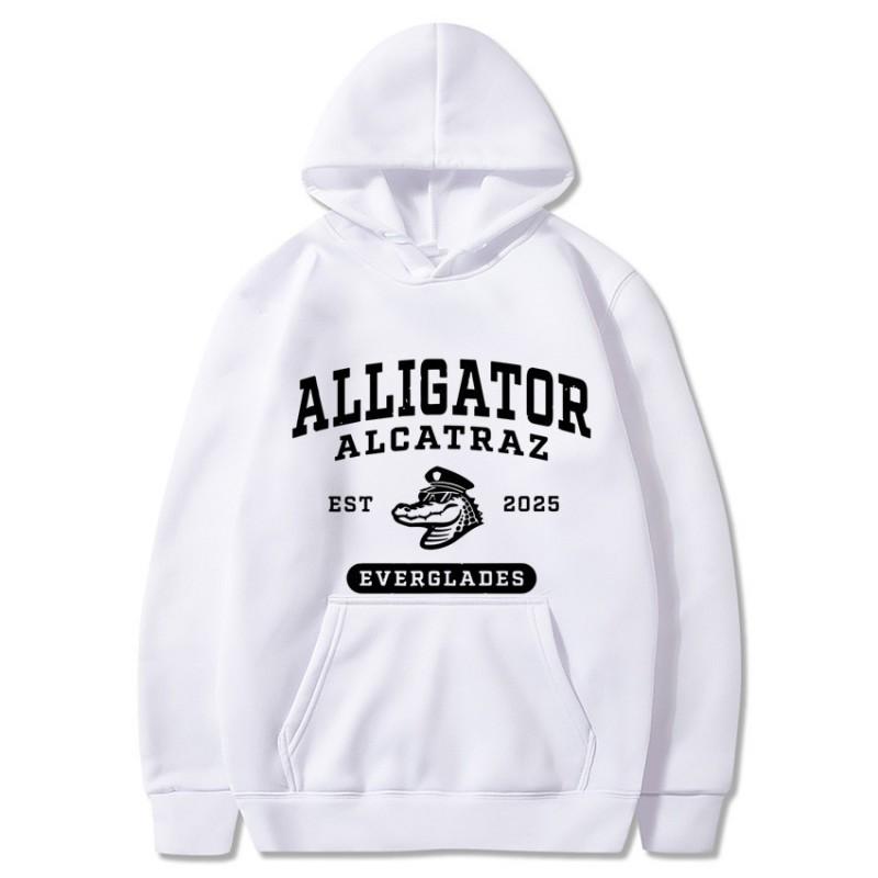 Unisex Hooded Long Sleeve Sweatshirt With Alligator Print Loose Fit Casual Streetwear Fall