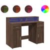 LED Desk in Brown Oak Look 120x55x91 cm Particleboard