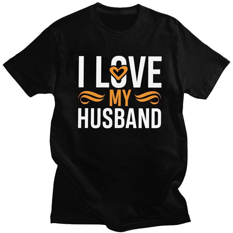 Individuelle Herren I Love My Husband T-Shirts Kurzarm Baumwoll-T-Shirts T-Shirt Lässiges T-Shirt Slim Fit Kleidung