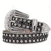 Vintage Rhinestone Sparkly Punk Belt with High-End Pin Buckle