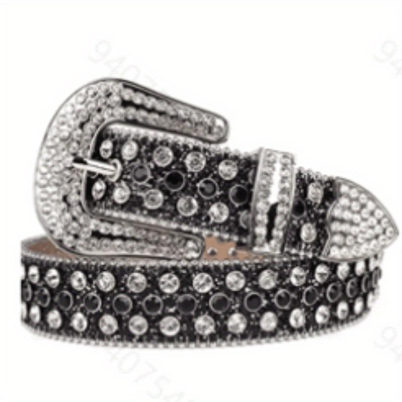 Vintage Rhinestone Sparkly Punk Belt with High-End Pin Buckle