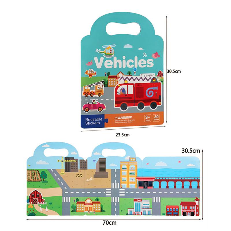 Portable Handheld Scene Sticker Books Cognitive Game Toys Animal Dinosaur Quiet Book Children Montessori Early Education Gifts