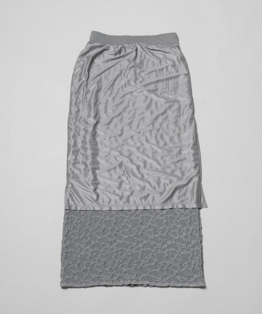 Nano Universe Jacquard Knit Tight Size Women's Lamé Skirt, S, 020, Gray, 669-5230317