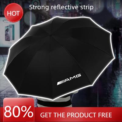 Car Sticker 2025 Hot Automatic Reflective Stripe Reverse Led Light 10 Ribs Windproof Umbrellas For Mercedes Benz AMG W212 W204 W