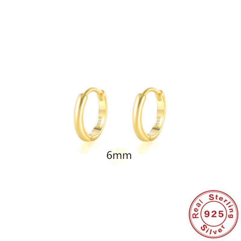 Cercei Clasici Minimaliști din Argint Sterling 925 Lucios Cercei Cercei Catarame de Urechi Cercei Inel Simplu Versatil Aur 18K