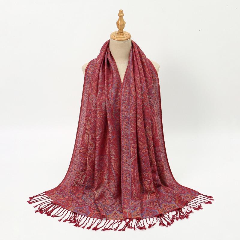 

Hot-selling cashew fringed jacquard polyester long towel air-conditioned room with warm women s shawl scarf 178*70cm