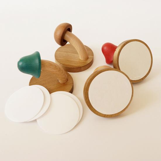 Wooden Hook Heavy Duty Adhesive Hook with Cute Mushroom Shape Nordic Style Hook for Glass Metal Latex Paint Walls