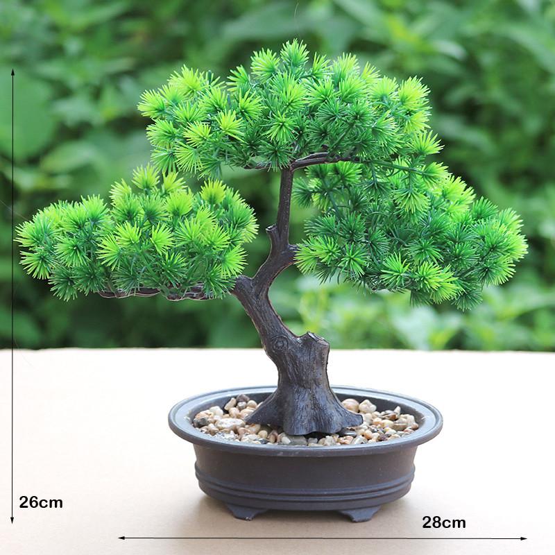 Umělé květiny Bonsai Zelená rostlina Zen Simulovaný strom Borovice Hrnkový květináč Stolní dekorace Dekor Fengshui Prohlížení rostlin
