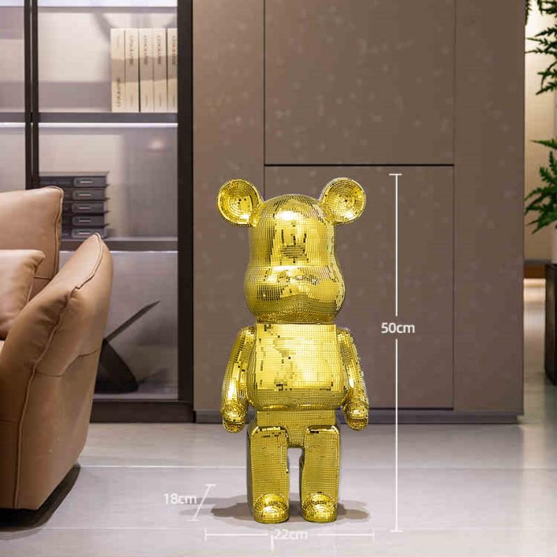Figurină Urs Mare 50cm Rășină Oglindă Disco Urs Violent Sculptură Statuetă Delicată în Picioare Decor Cameră de Zi Cadou de Casă Nouă