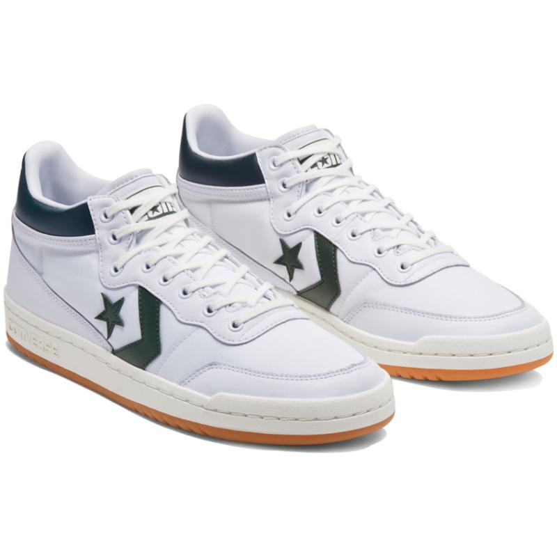 Converse Fastbreak comfortable and versatile non-slip and lightweight mid-top board shoes unisex white and green