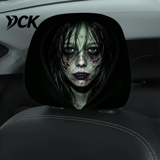 Removable Headrest Protector Universal Car Cover, Scary Face Protective Seat Cover for Most Vehicles, Easy to Install Automotive Interior Accessories