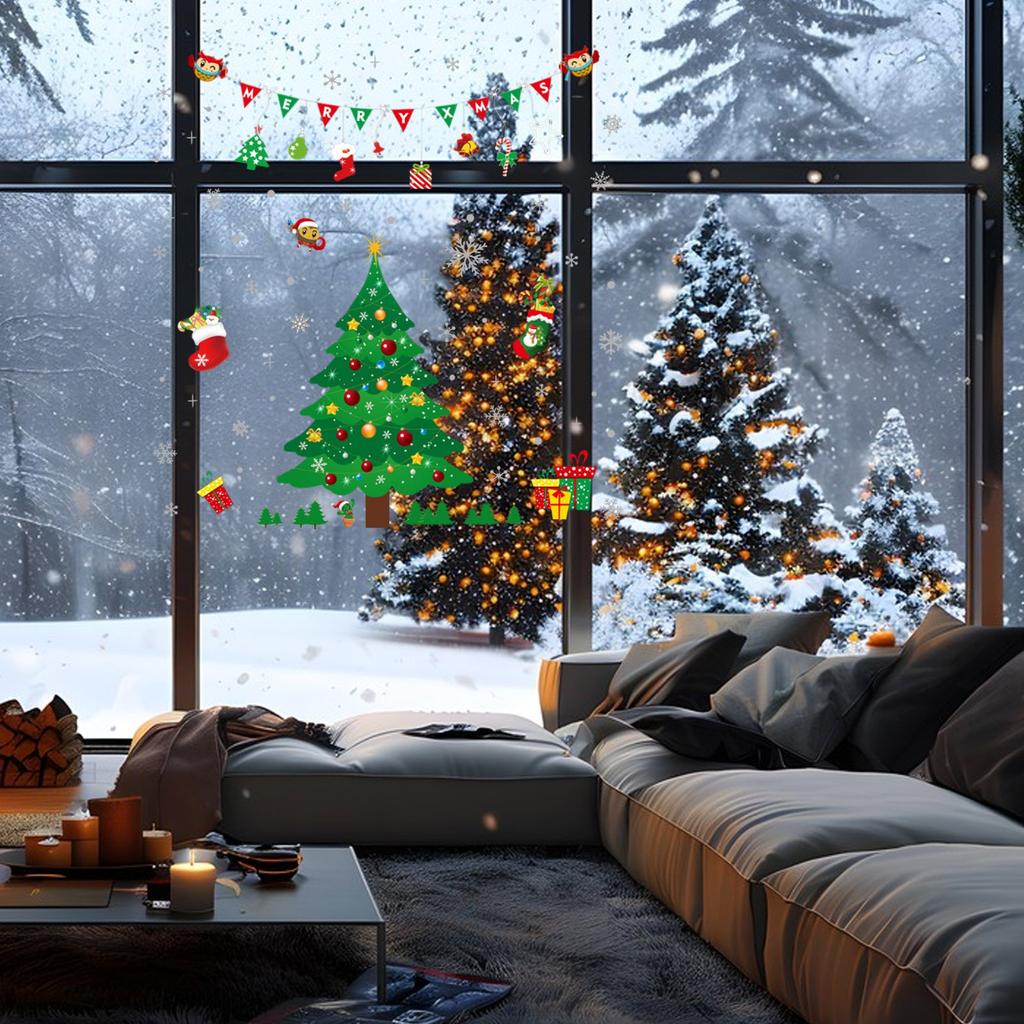 Window Stickers, Snowflakes, Glitter Christmas Decoration Window Stickers, Static Christmas Window Stickers(1PC)