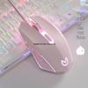 Cherry Blossom Pink Silent Wired Mouse for Women's Home Office and Gaming