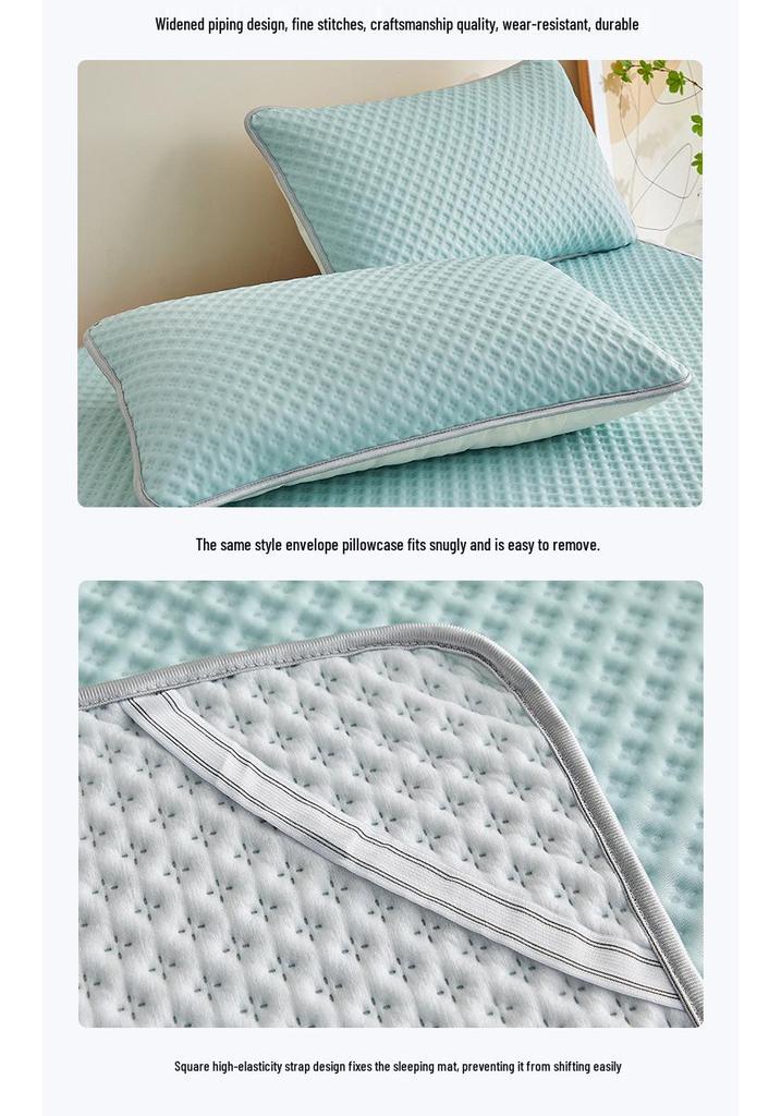 Zomer IJszijde Koelmat Drie Delig Set: Opvouwbaar, Wasbaar, Geschikt voor Airconditioning, voor Studentenkamer en Enkele Bedden