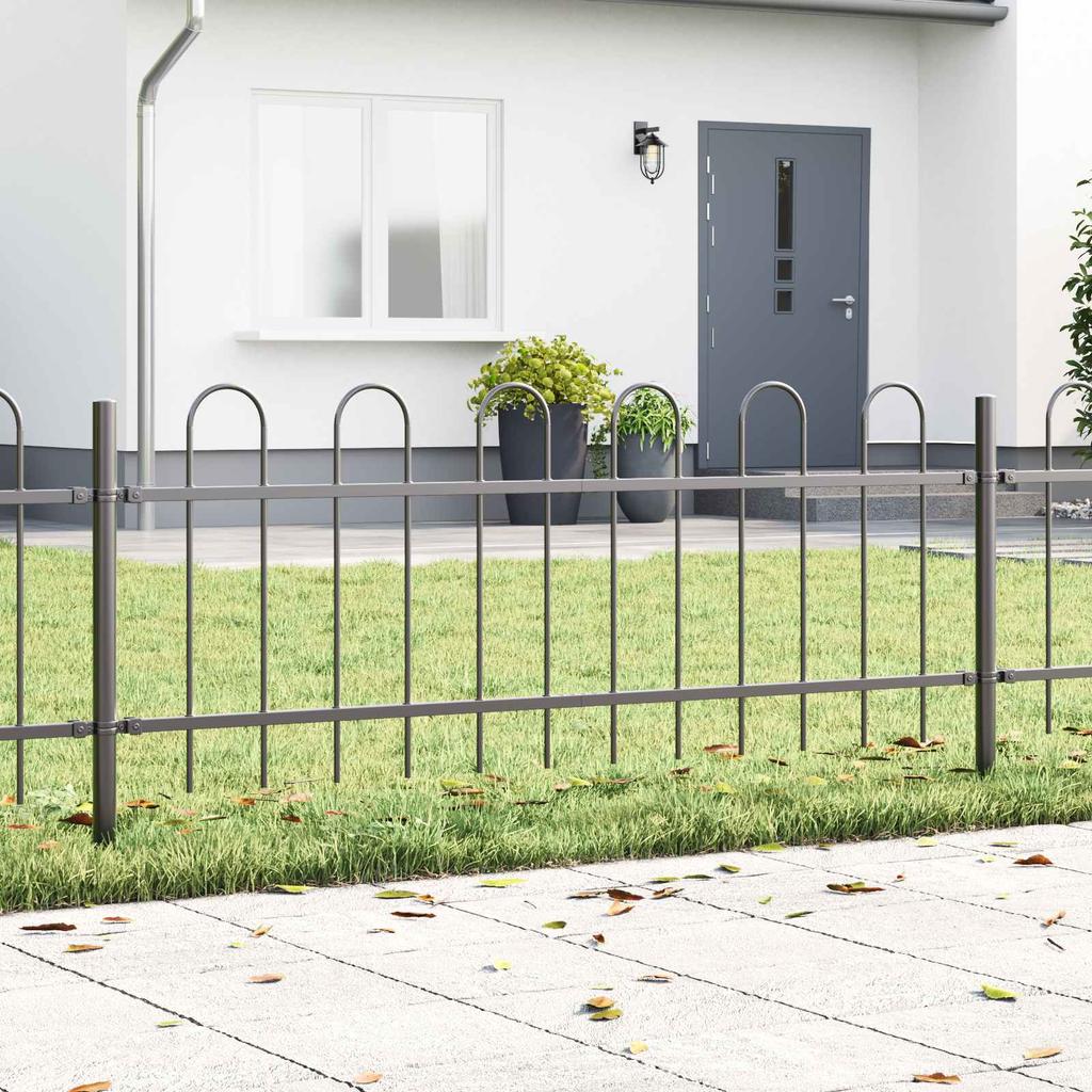 Garden Fence Panel 2 pcs Gray 3.4 x 0.6 m Powder Coated Steel