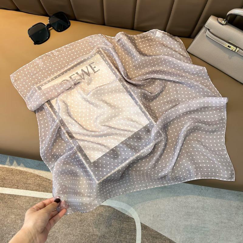 Spring and Summer New Thin Silk Chiffon Silk Scarf Women's Simple Atmospheric Polka Dot 100 Mulberry Silk Silk Scarf Breathable Scarf