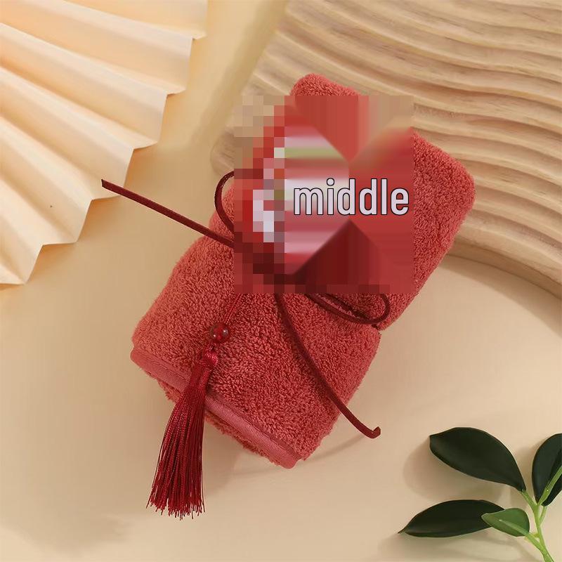 Elegant Chinese-Style Tassel Coral Fleece Towel Set - Soft, Absorbent, and Luxurious, Ideal for Weddings.