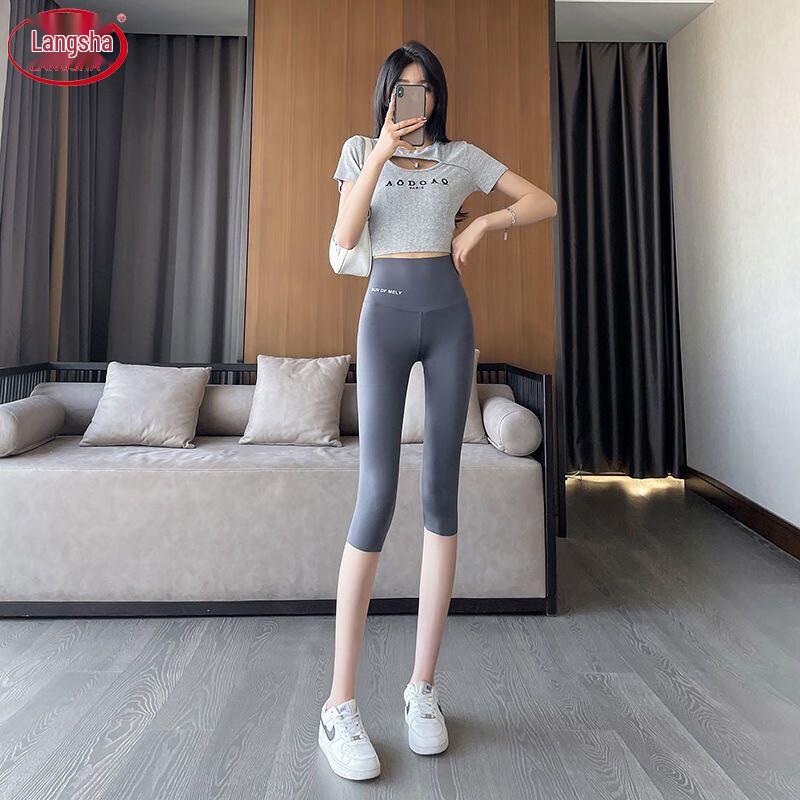Langsha Women's Summer High-Waist Capri Shark Pants