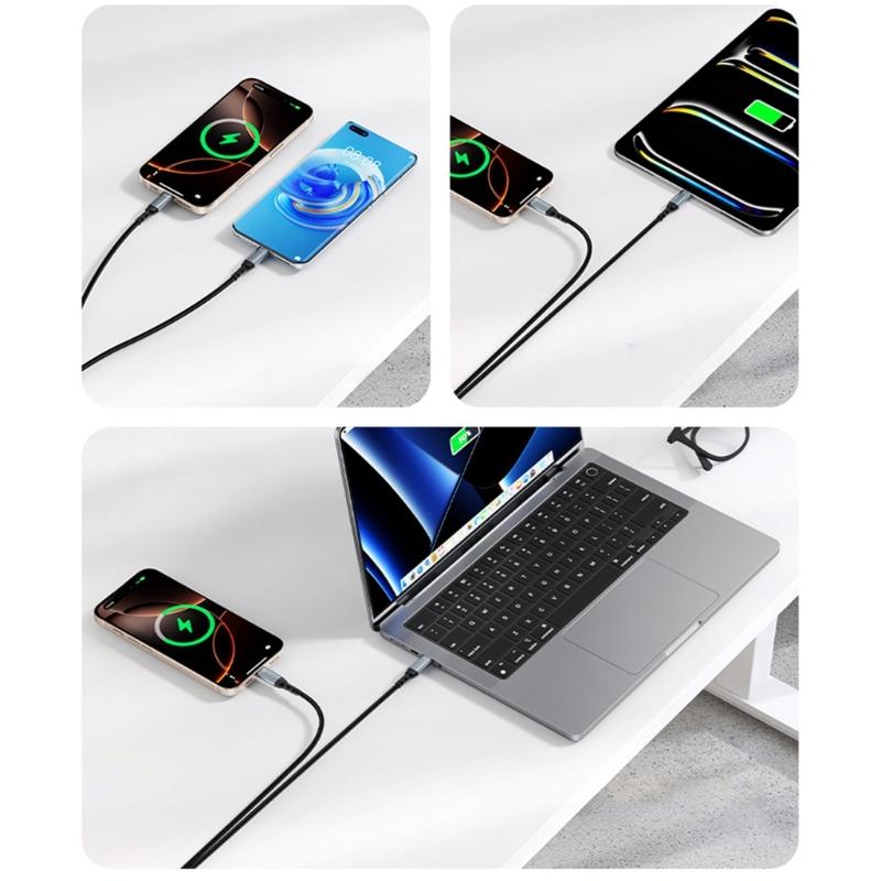 USB C To Double USB C Data Cord 140W Super Fast Charging Cable Wire 480Mbps Fast Speed Data Sync Splitter Line