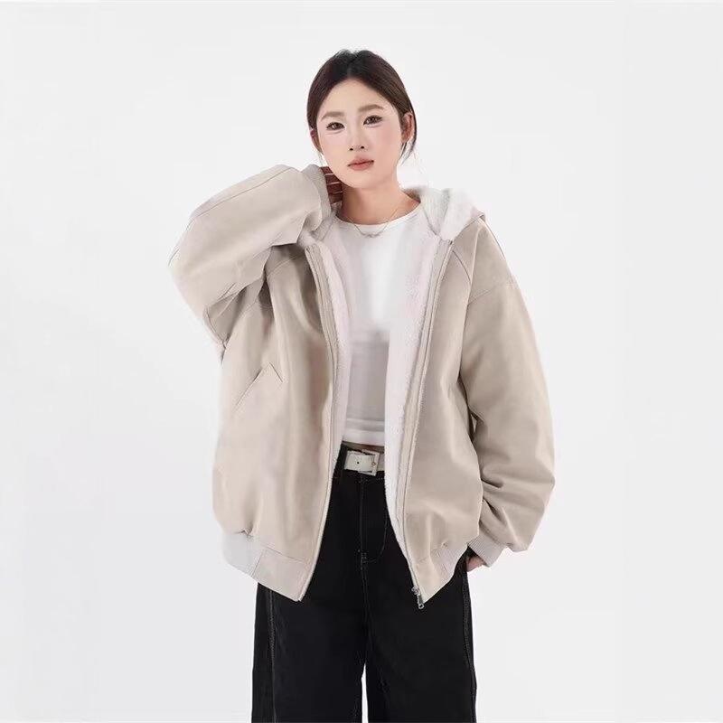 Retro-Kapuzenjacke „Schneeadler“ für Herren: Dicke Baumwolle, Kunstpelzkragen, PU-Leder, trendiger dekonstruierter Stil, warme Winterkleidung für Paare.