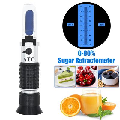0-80% Sugar Refractometer Handheld Brix Meter ATC Sugar Concentration Tester Honey Refractometer for Fruit Food Beverage