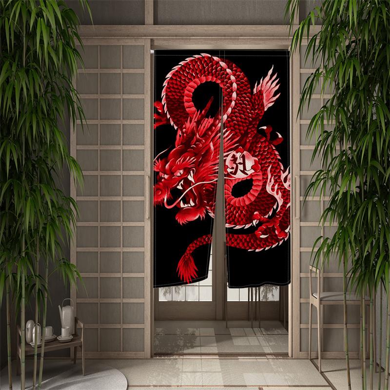 Japanischer Stil Türvorhang Panel Traditionelles Chinesisches Drachen Eule Tiger Gemälde Tür Tapisserie Raumteiler Vorhänge Für Küche