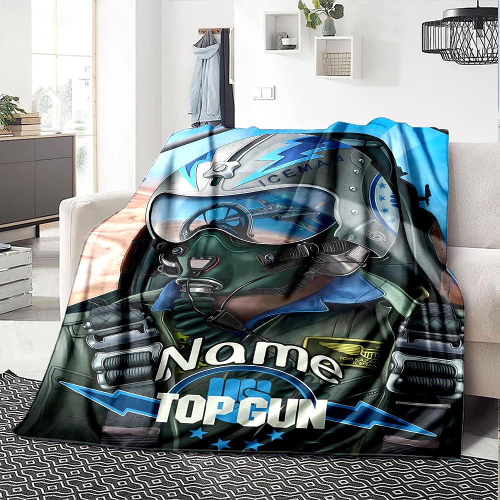 Customiz Name Personality Top Gun Maverick Blanket Soft &Warm Sofa Office Bed Travel Lunch Break Blanket, Gift Suitable All Seasons