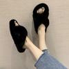 Thick soled woolen slippers for autumn and winter Korean version, cross dressing slippers for outerwear, home woolen cotton slippers