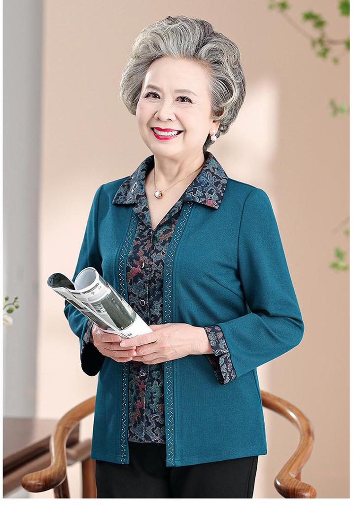 Elegant Spring & Autumn Shirt for Mother-in-law - Stylish Outfit for Middle-Aged & Elderly Women