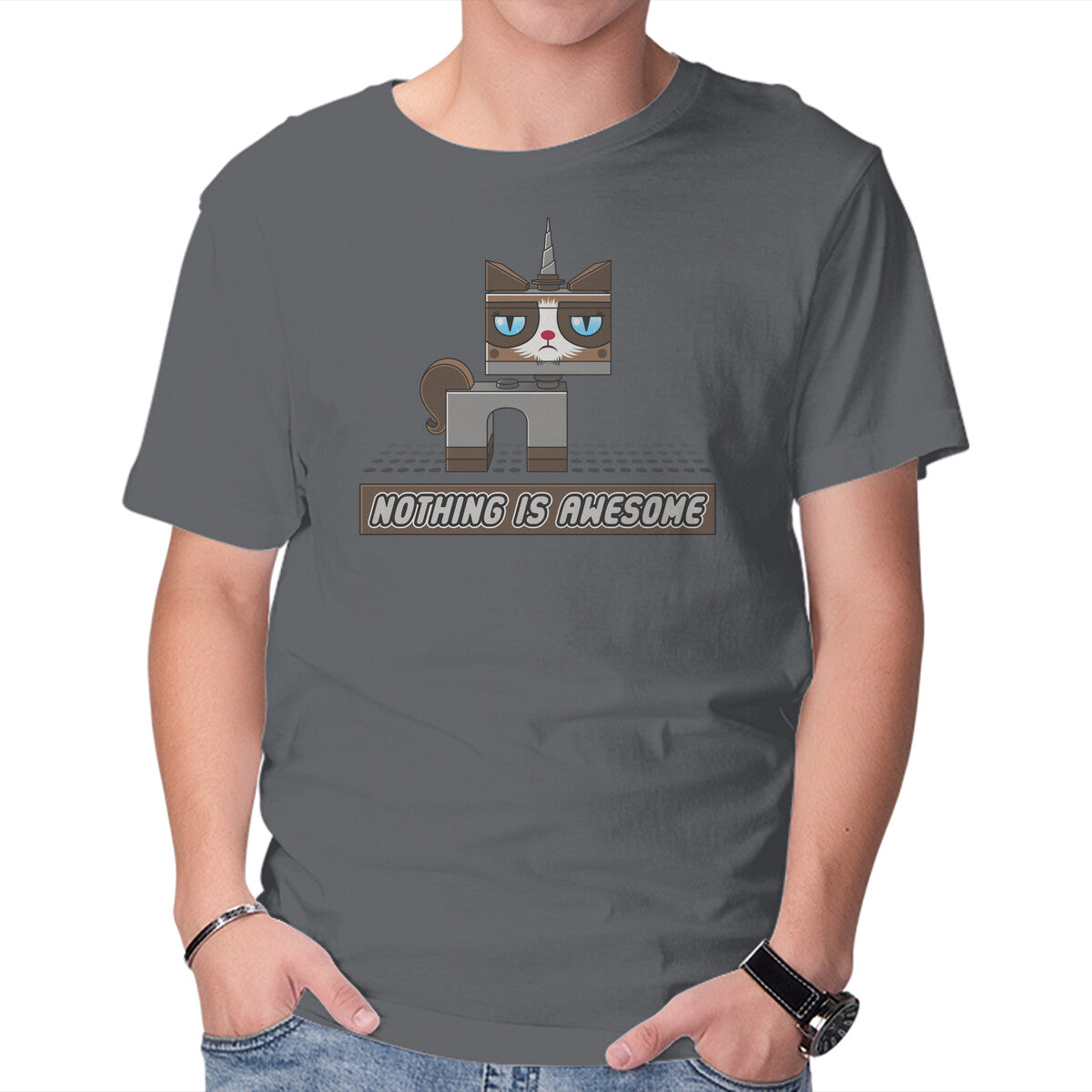 Unisex Crew Neck T-Shirt Nothing is Awesome Graphic Short Sleeve Casual Tee S