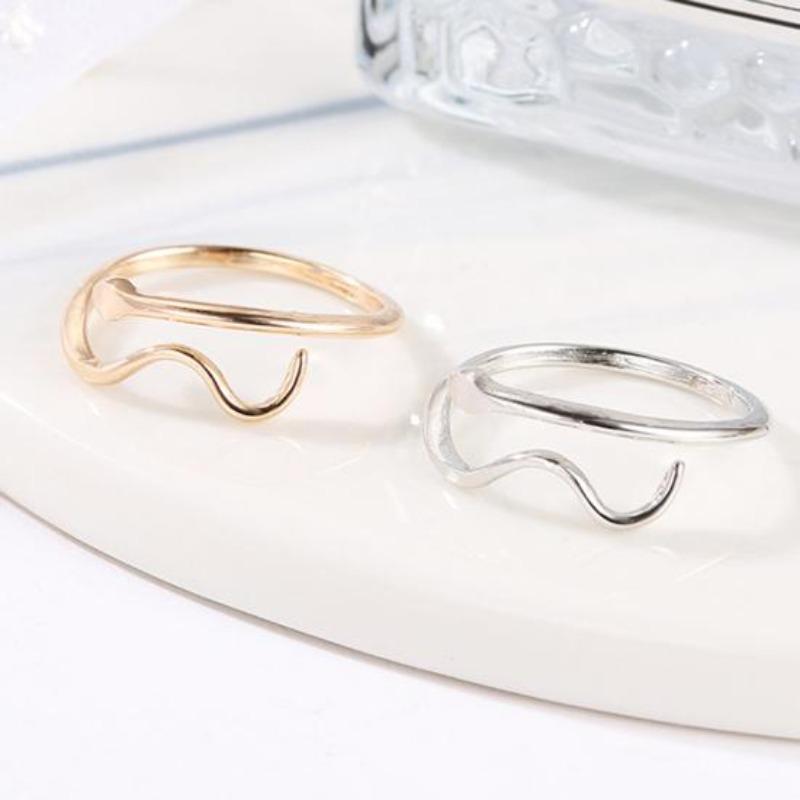 Anillo de dedo ajustable con ondas de agua para mujer, joyería de fiesta, regalo de decoración