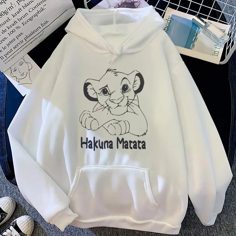 Hakuna Matata Funny Cartoon Simba Cute Anime Hoodie Women Harajuku Lion King Kawaii Manga Sweatshirt Graphic Hoodie Men