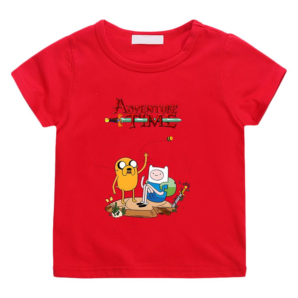 Adventure Time Summer Children's Clothing Cartoon Funnny Tee-shirt High Quality O-neck Tops Kids Short Sleeve Loose Cute Tees 100%Cotton Anime T-shirt