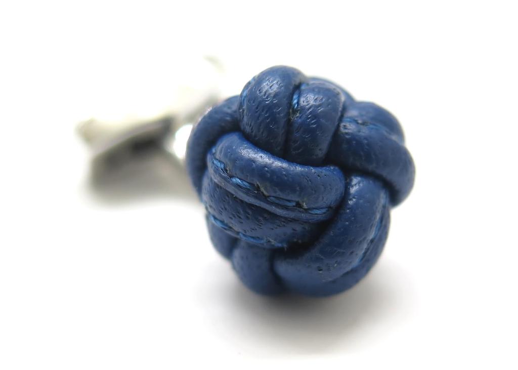 TATEOSSIAN Nord Pelle Leather Cuffs Cufflinks (Rhodium & Blue)