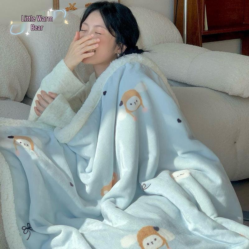 Cozy Lamb Fleece Blanket - Soft, Warm Shawl for Office, Sofa, or Dorm Naps.