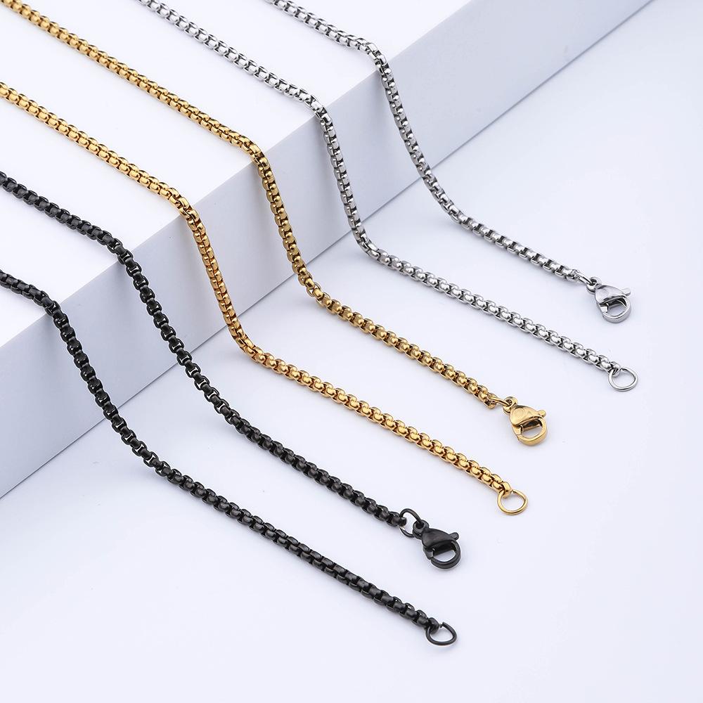 2mm Stainless Steel Box Chain Necklace For  Making Gold Sliver Black Color Steel Choker