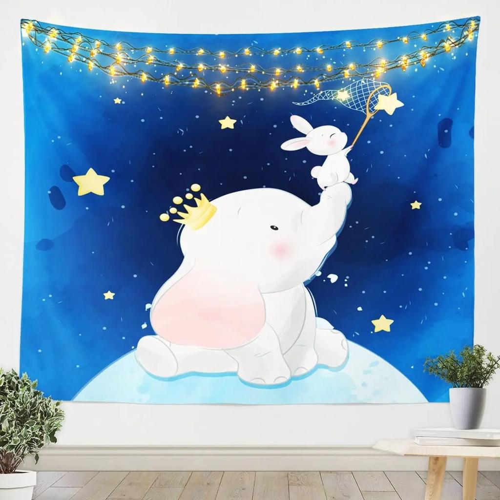 Cute Cartoon Baby Elephant Tapestry Office Living Room Tapestry Home Wall Decoration Tapestry