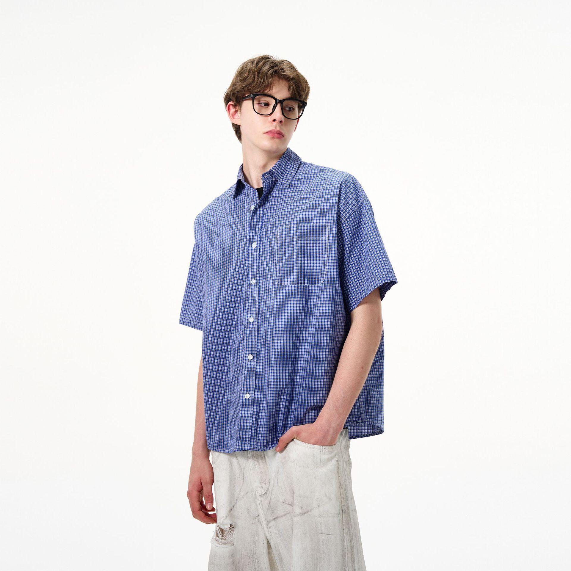 

New Spring and Autumn Retro Vertical Striped Short-sleeved Shirt Men s Loose Versatile Couple Casual Shirt Jacket 3XL