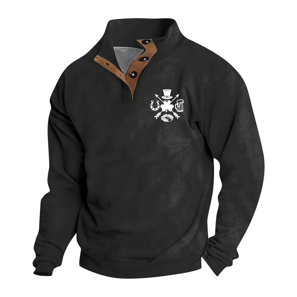 Men's Round Neck Long Sleeve Top Valentine's Day Printed Pullover Couple Sweatshirt