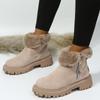 Women's New Winter Fur Lined Integrated Snow Boots Fleece Lined Casual Martin Ankle Boots Warm Cotton Shoes