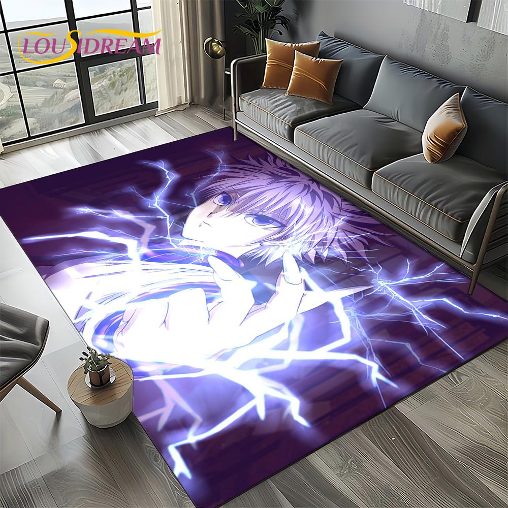 Alfombra HxH Anime Hunter×Hunter Dibujos Animados para Dormitorio Sala de Estar Decoración de Sofá del Hogar, Alfombrilla Grande Decorativa Infantil Regalo