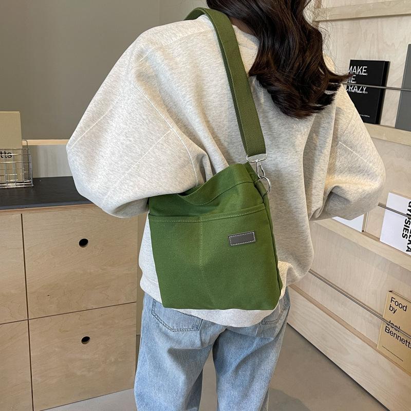 Simple Casual Large-capacity Canvas Bag Women's 2025 New Trendy High-grade Texture Versatile Single Shoulder Messenger Small Square Bag