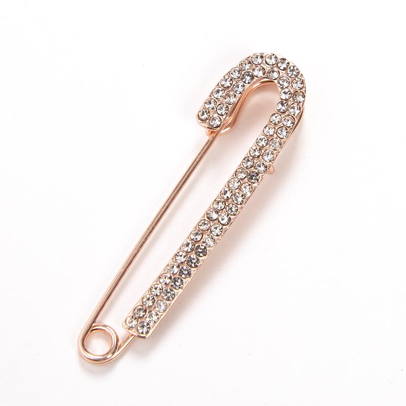 Sweet Lady Large Safety Pins Brooch Vintage Crystal Rhinestone Pin Chic Femme Fashion Brooches Pin Party Jewelry Accessories
