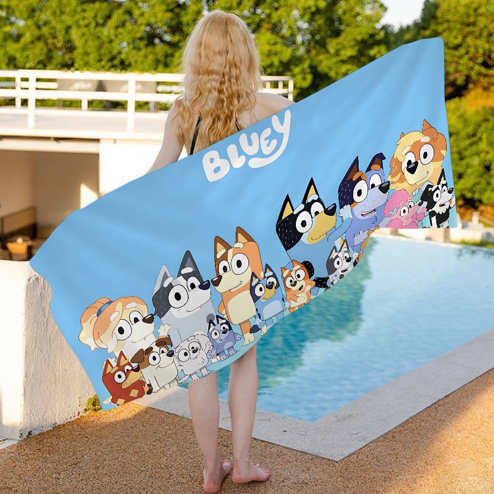 

Cartoon B-Blueys Anime Beach Swimming Towel Soft Absorbent Washcloth Children s Gifts For Kids Travel Camping Gym W40*H60(CM)