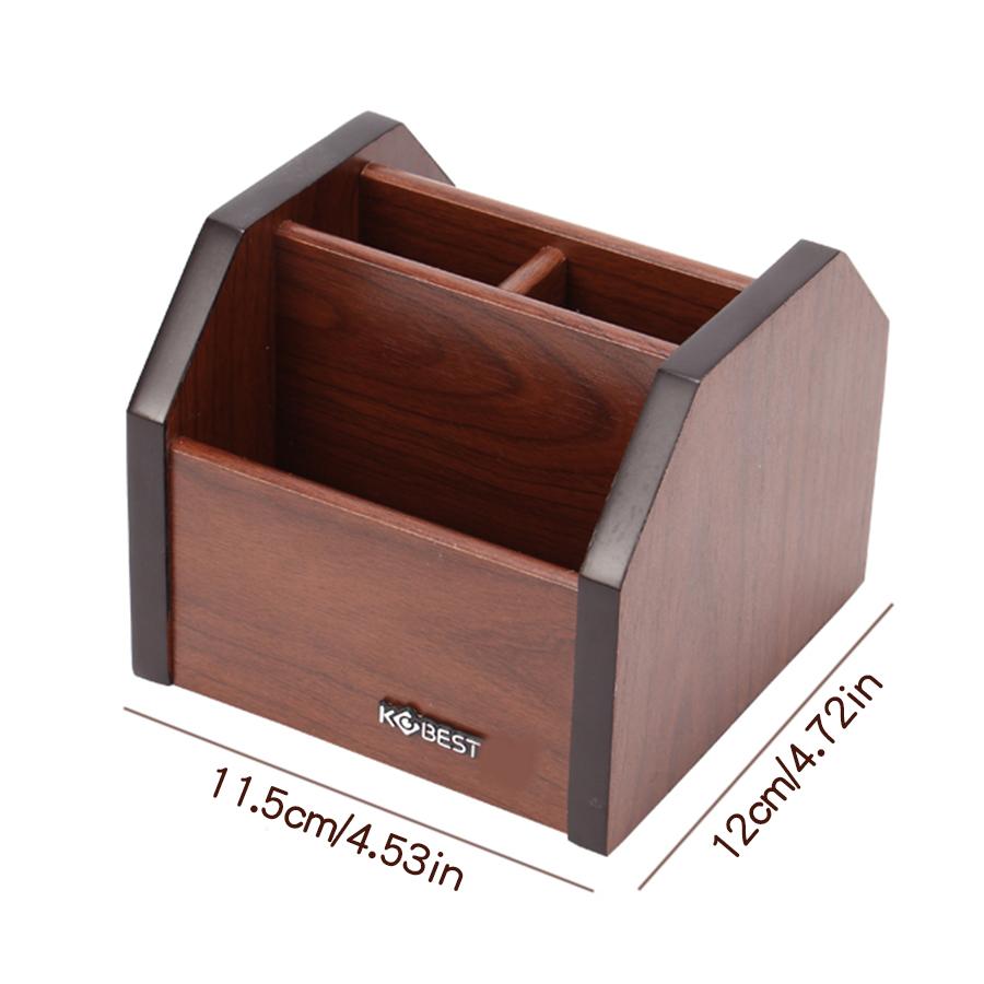 Kobest Wood Multi-functional Square Pen Holder Student Desk Stationery Storage Box Desk Ornament Business Card Holder